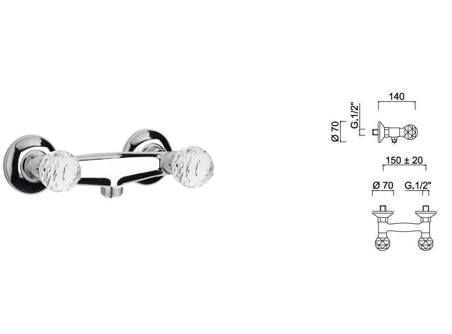 GIULINI G. Odessa  Crystal bateria natryskowa 3907 chrom rysunek