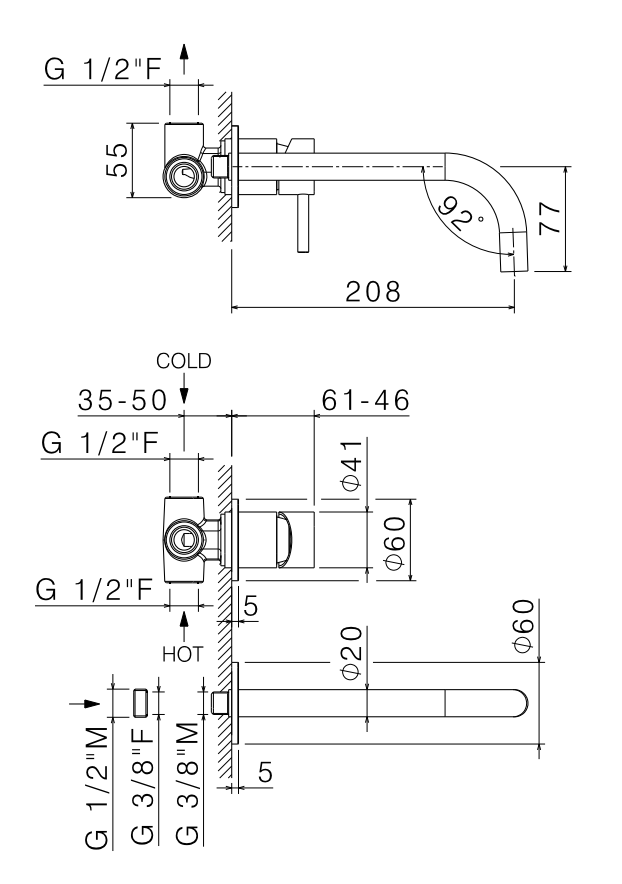 Vema Tiber Steel bateria umywalkowa podtynkowa Inox stal nierdzewna V17050 schemat