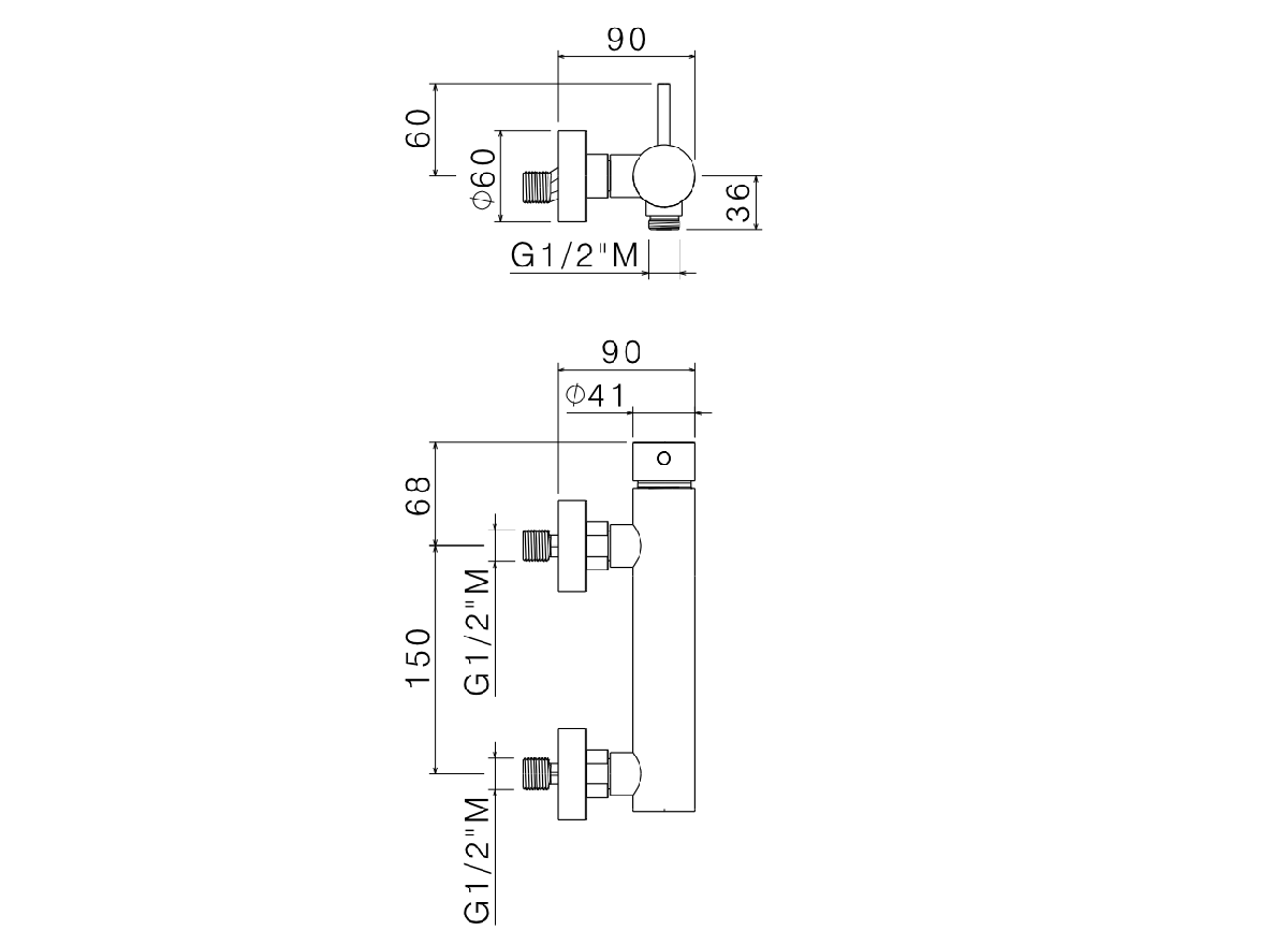 Vema Tiber Steel bateria natryskowa ścienna Inox stal nierdzewna V17090 schemat