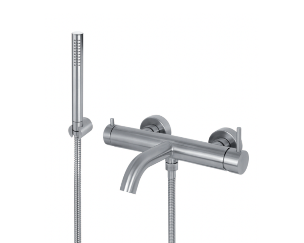 Vema Tiber Steel bateria wannowa ścienna kpl. Inox stal nierdzewna V17086