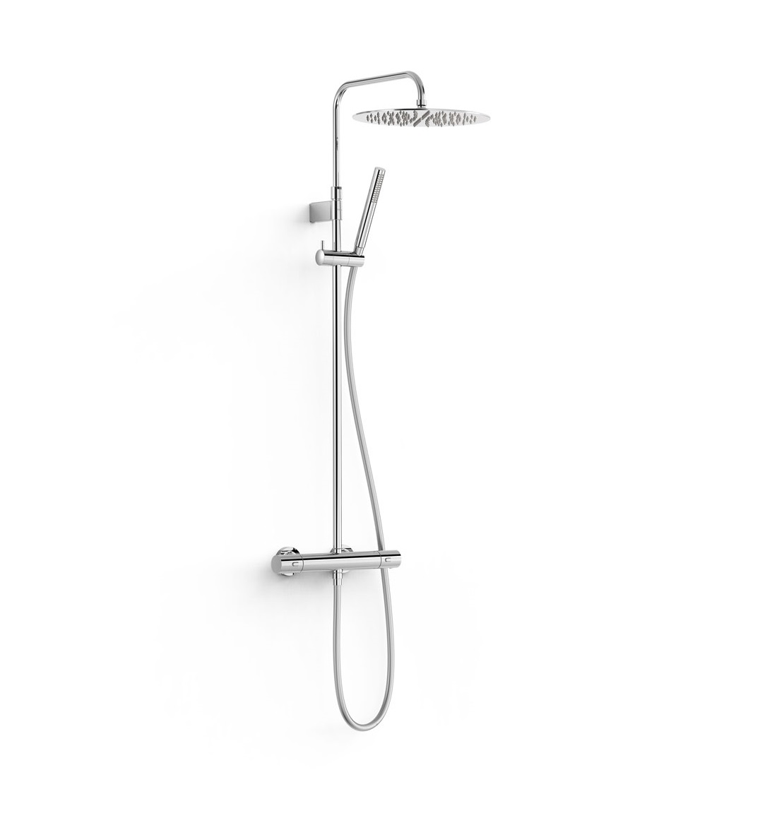 Tres OVER-WALL zestaw baterii termostatycznej naściennej  prysznicowej z deszczownicą okrągłą  30 cm Chrom Połysk 19039302