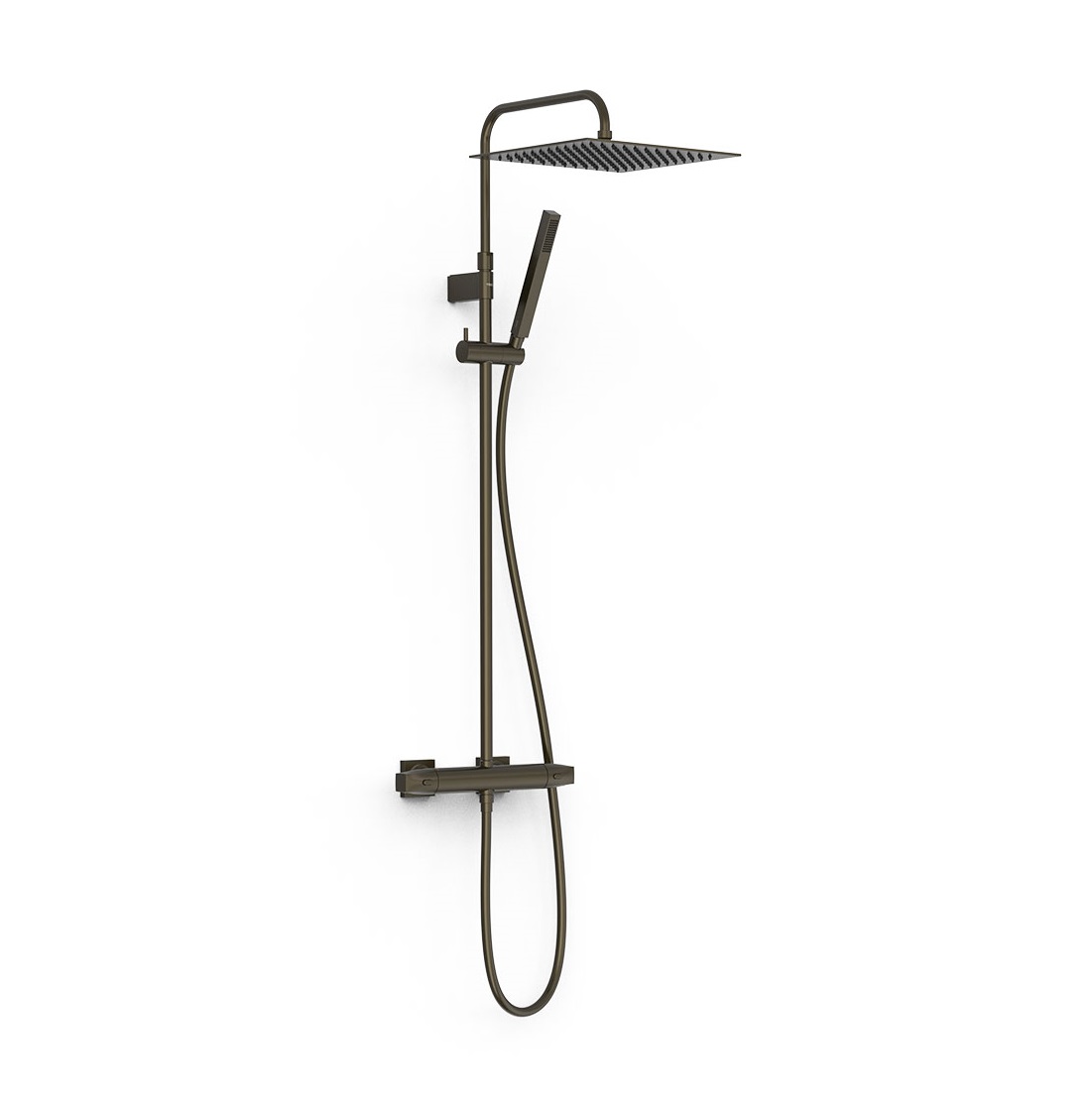 Tres OVER-WALL zestaw baterii termostatycznej naściennej prysznicowej z deszczownicą okrągłą  30 cm Czarny Brąz 19039302KMB