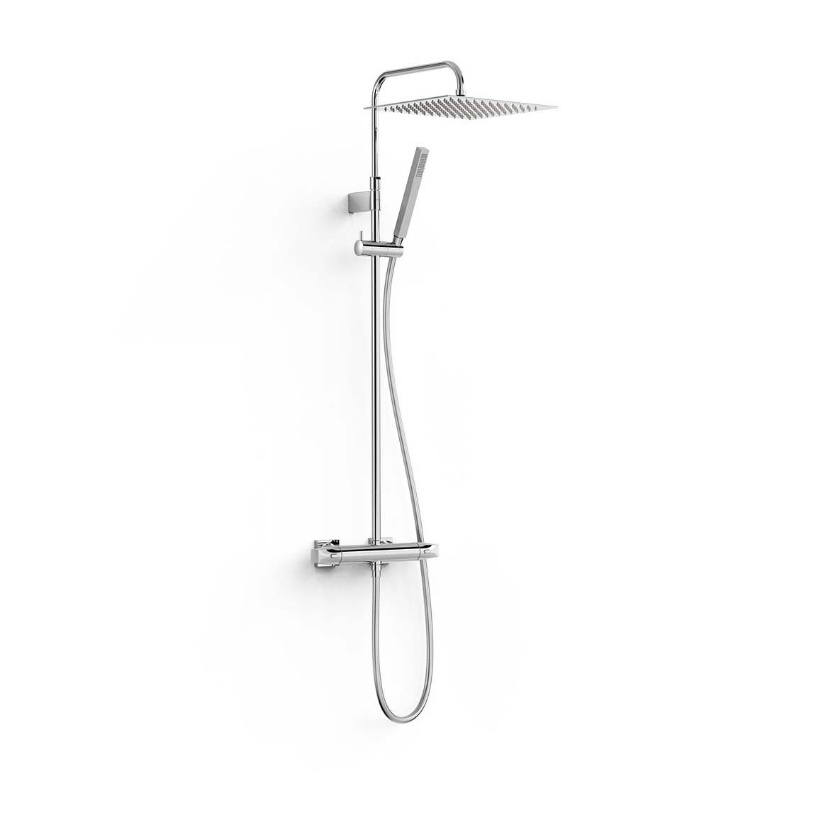 Tres OVER-WALL zestaw baterii termostatycznej naściennej  prysznicowej z deszczownicą kwadratową 30 cm Chrom Połysk 19039307