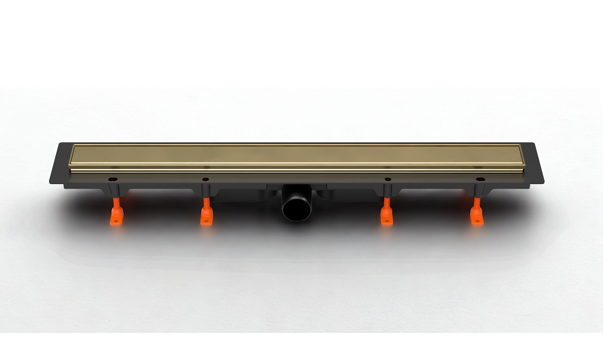 JomoTech Exclusive 40 Flis odpływ liniowy 65 cm Złoty Szczotkowany odwracany ruszt 175-30650400-67